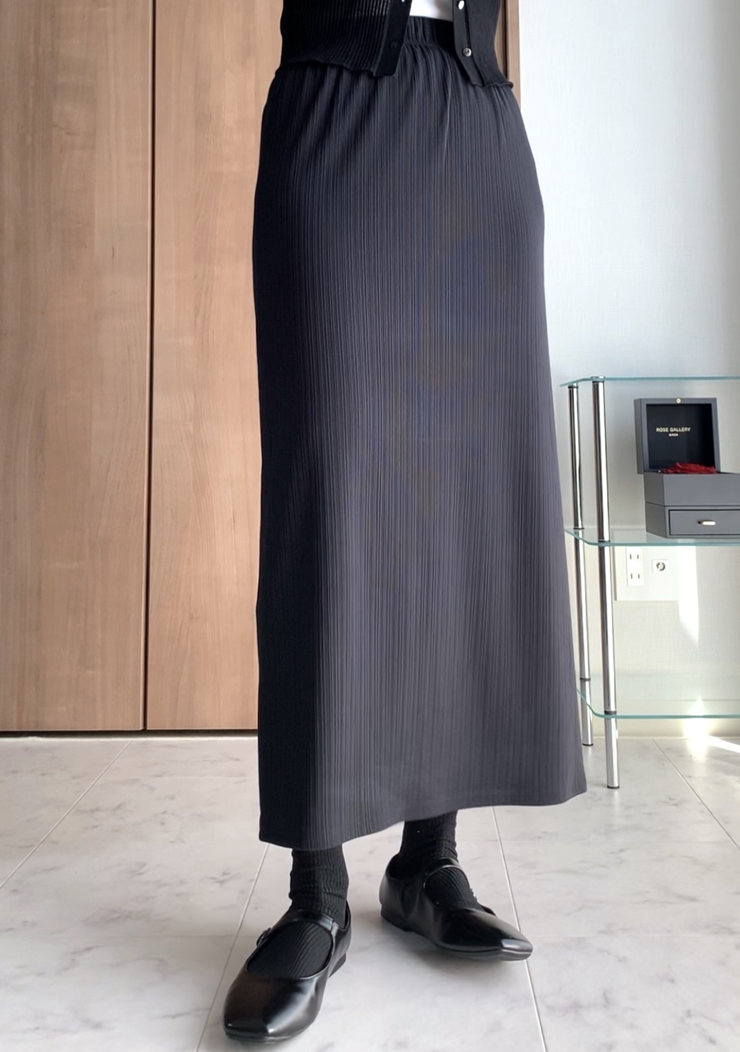 GU(ジーユー)のおすすめスカート「リブナロースリットロングスカート(丈標準83.0~90.0cm)」