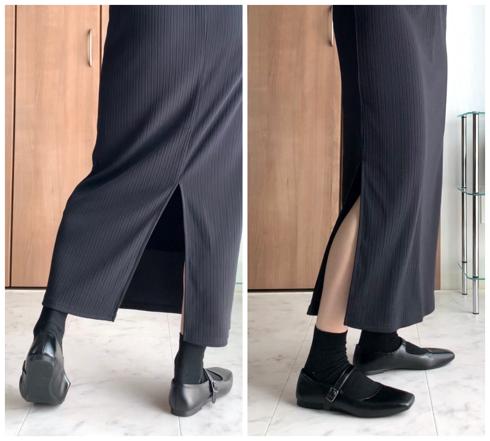 GU(ジーユー)のおすすめスカート「リブナロースリットロングスカート(丈標準83.0~90.0cm)」