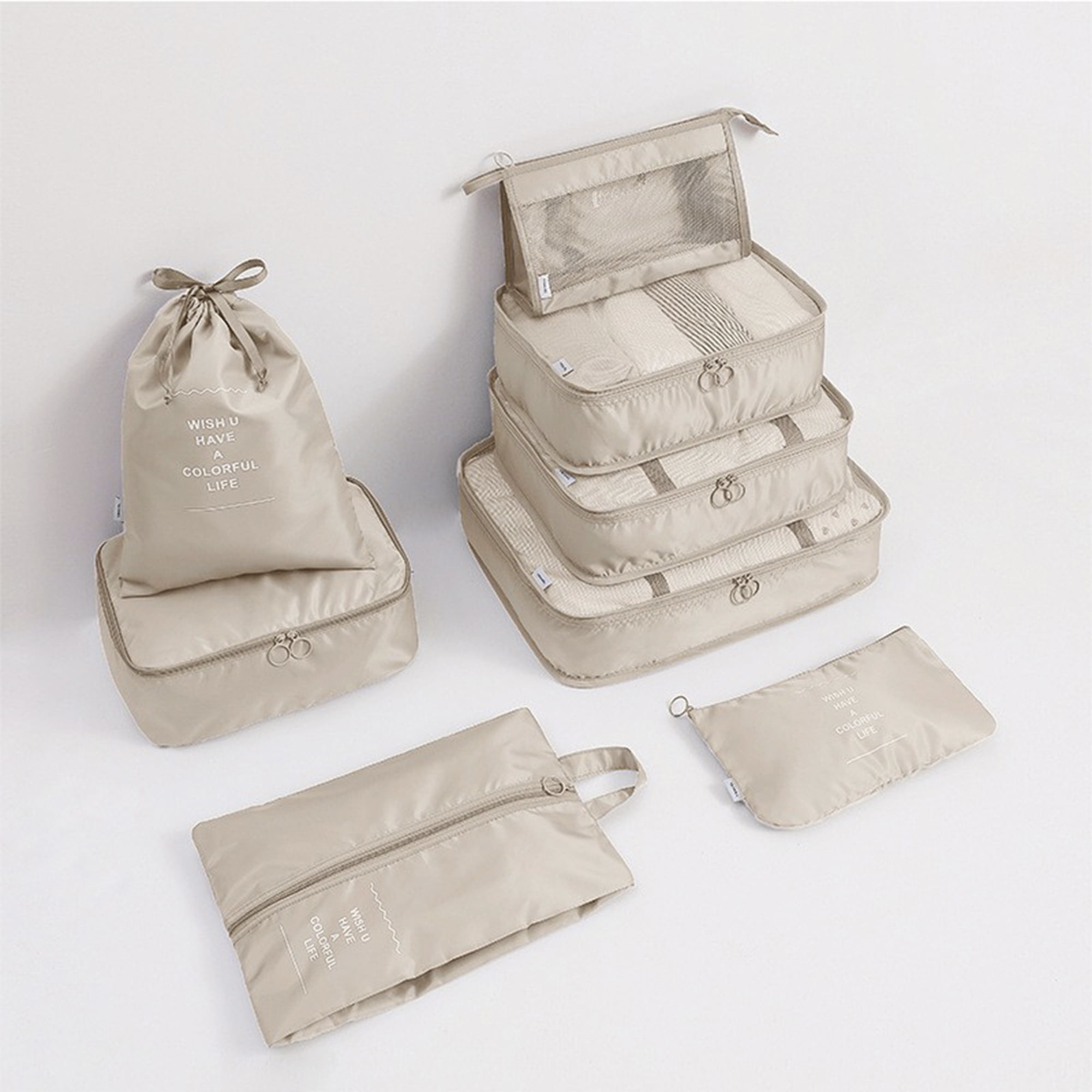 the beige packing cube set