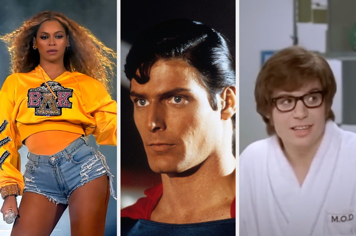 Beyoncé, Christopher Reeve as Clark Kent/Superman, and Mike Myers as Austin Powers