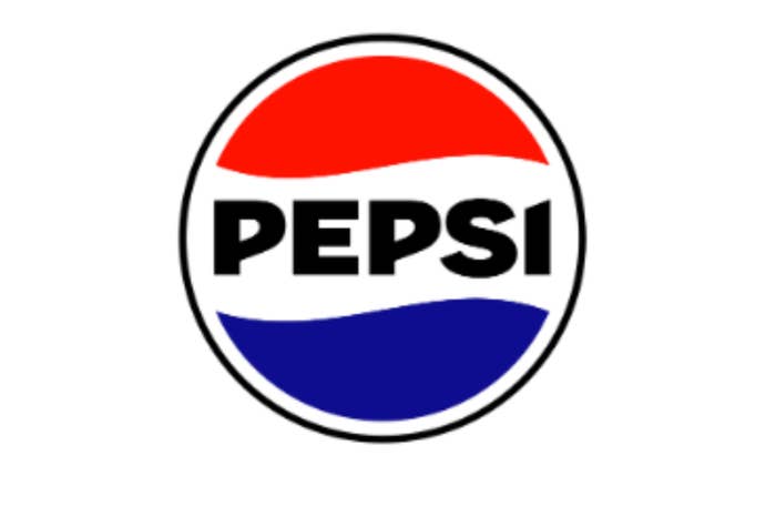 Pepsi logo with bold font and spherical design featuring red, white, and blue stripes