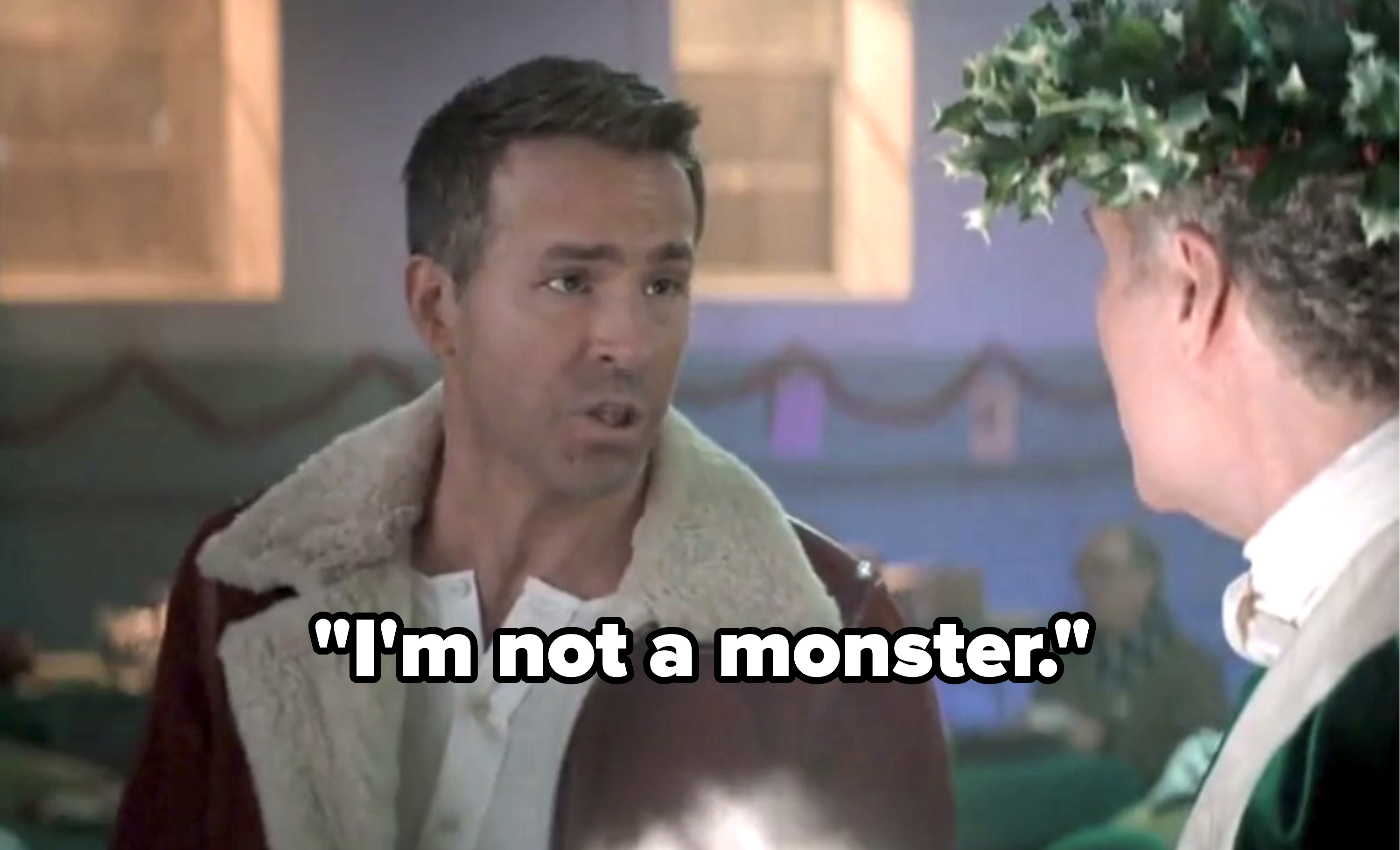 Ryan Reynolds from &quot;Spirited&quot; saying &quot;I&#x27;m not a monster&quot; to Will Ferrell