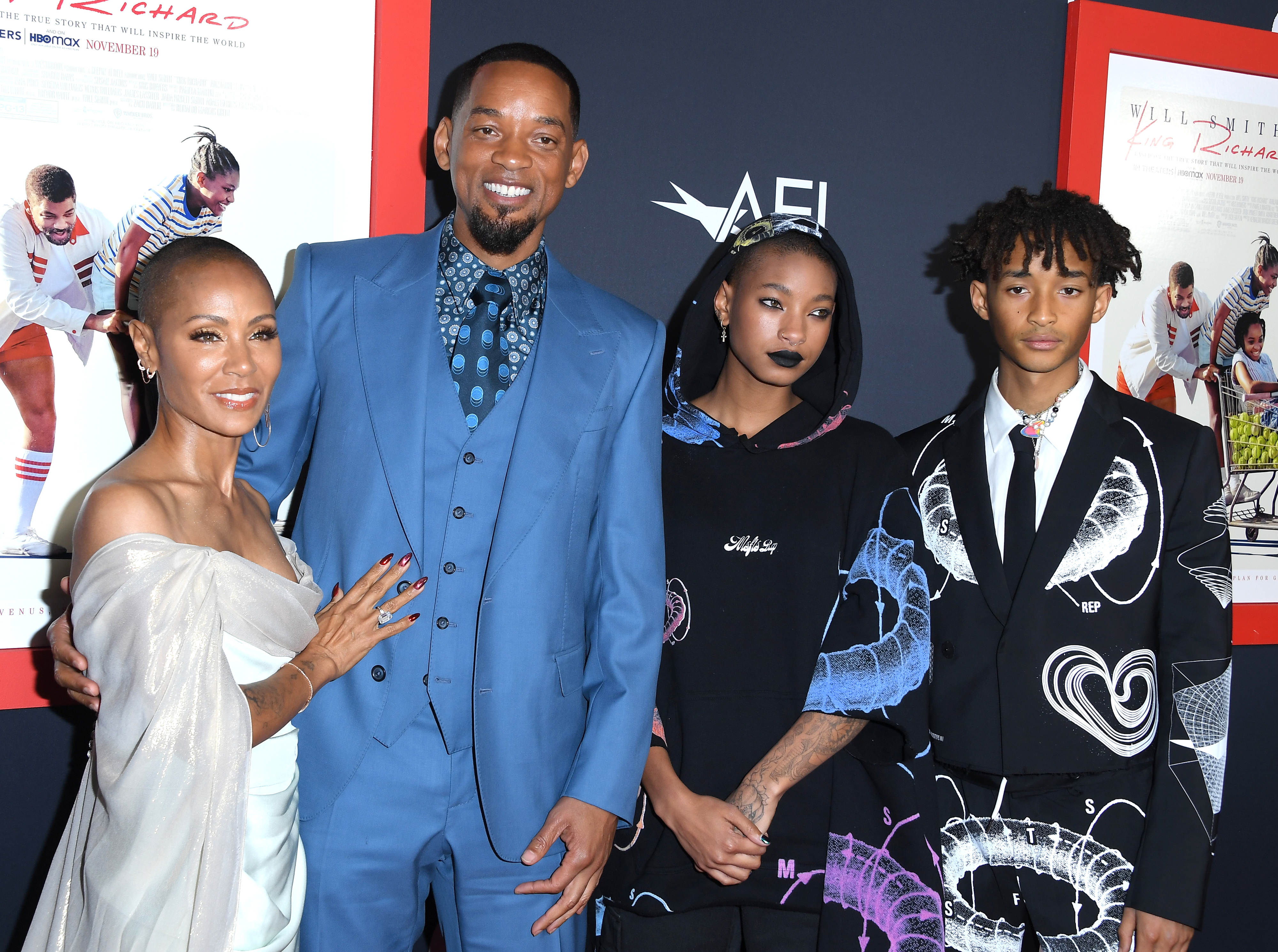 Will, Jada, Willow, and Jaden at a film premiere event