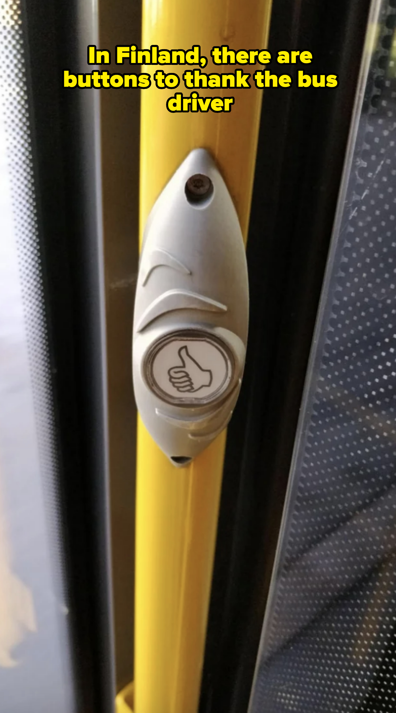 Button with thumb-up icon to request bus stop