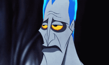 Personaje animado Hades de "Hércules" con expresión abatida