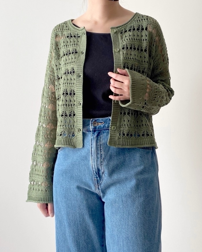 GU（ジーユー）のオススメファッション「透かし編みカーディガン（長袖）」