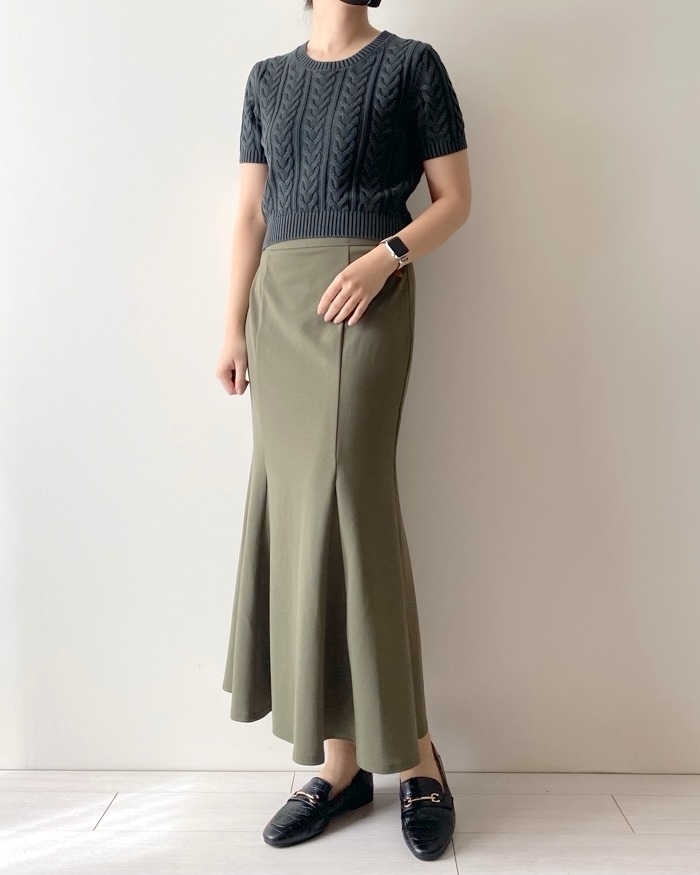 GU（ジーユー）のおすすめトップス「ケーブルクルーネックセーター（半袖）」