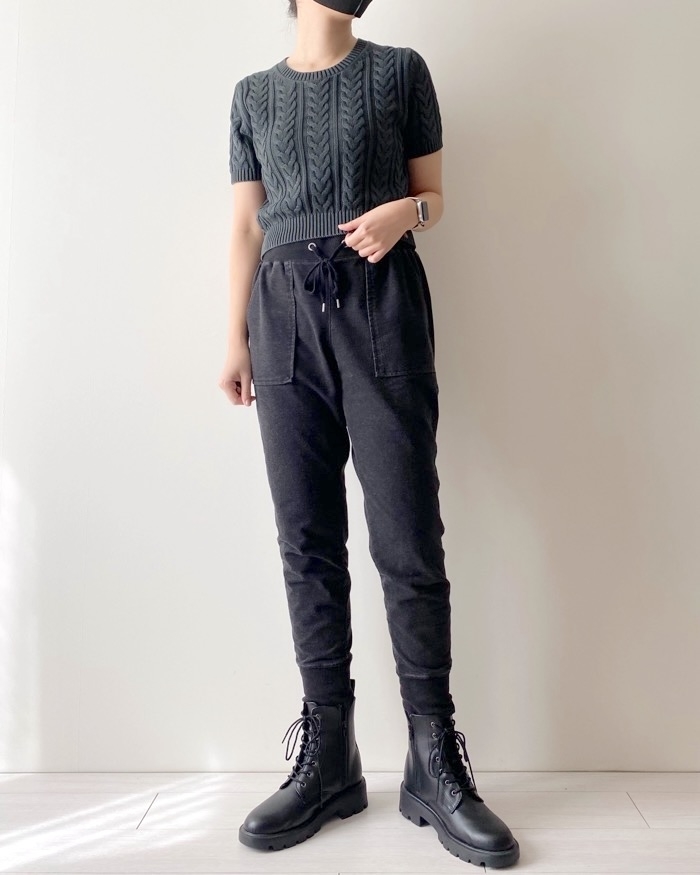 GU（ジーユー）のおすすめトップス「ケーブルクルーネックセーター（半袖）」