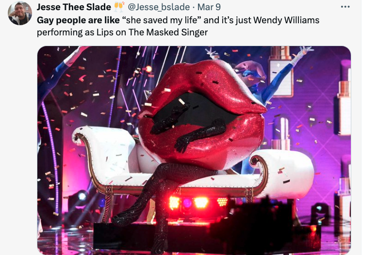 Wendy Williams in a Lips costume on The Masked Singer, surrounded by confetti