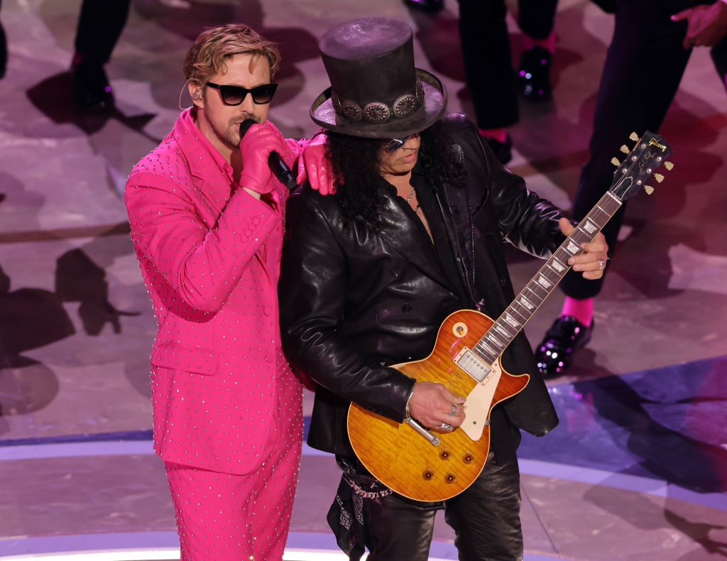 Ryan Gosling and Slash onstage at the Oscars