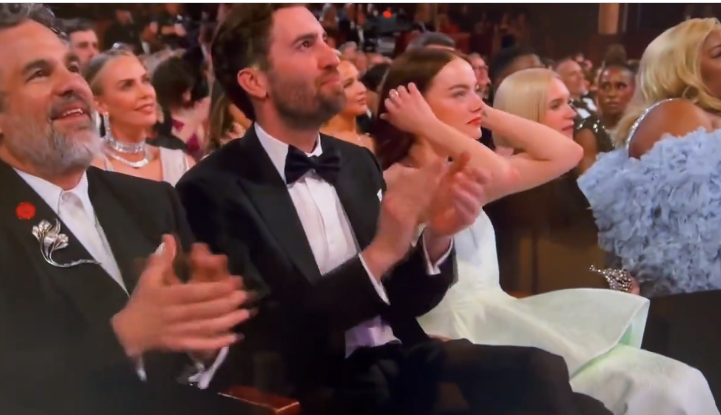 Closeup of Emma Stone at the Oscars