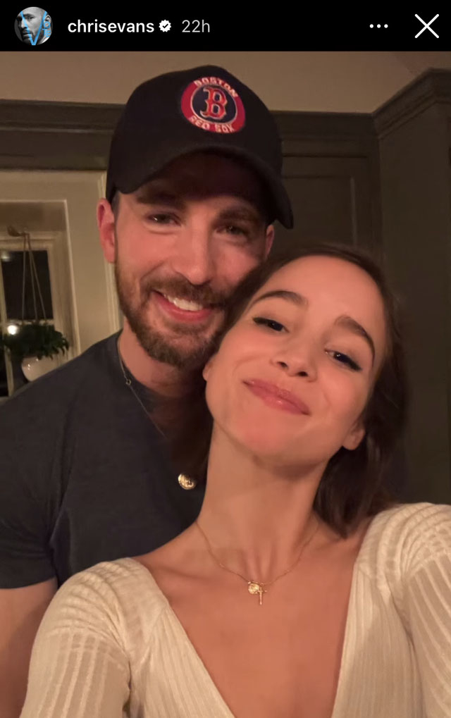A selfie of Chris and Alba from an Instagram story