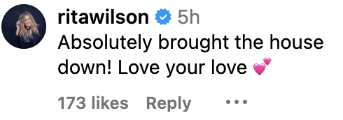 Instagram comment by Rita Wilson: &quot;Absolutely brought the house down! Love your love&quot;