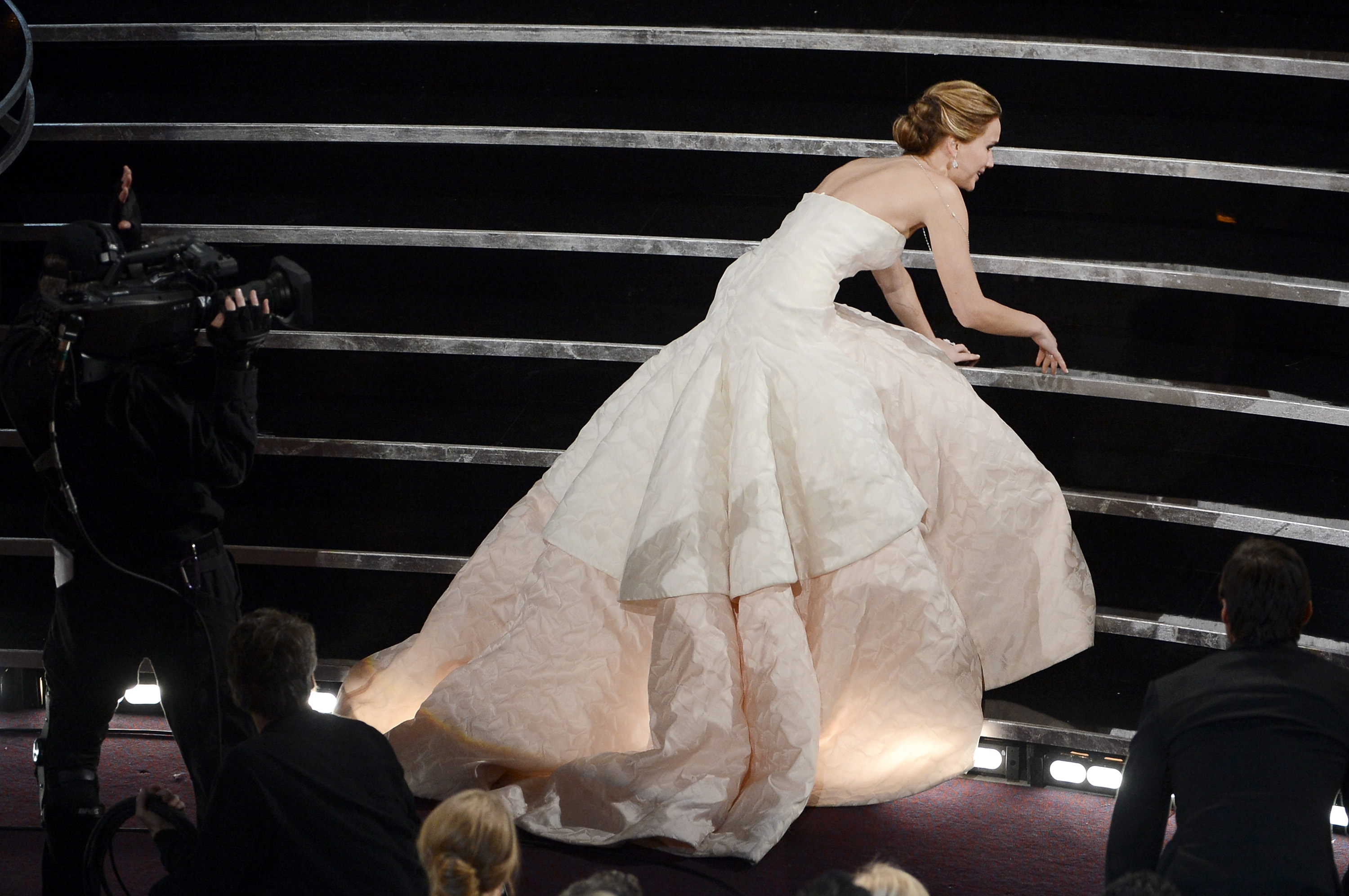 Jennifer Lawrence falling at the Oscars