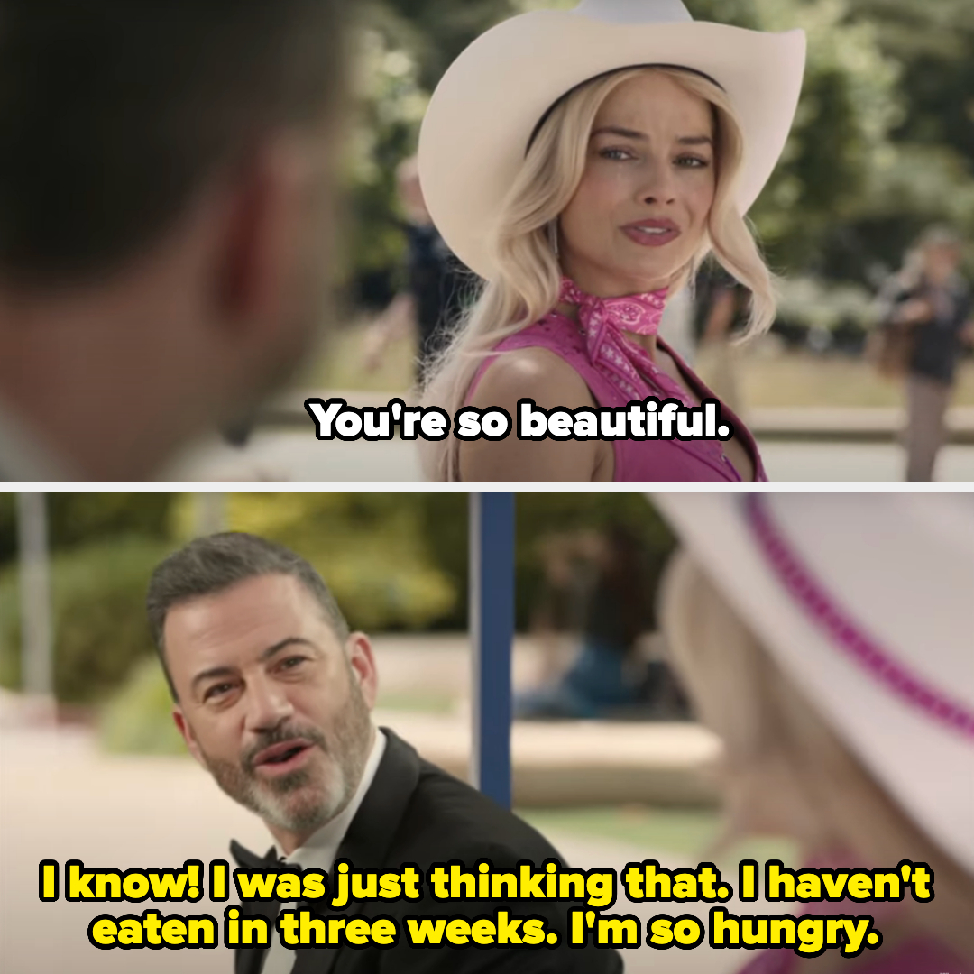 Jimmy Kimmel in a skit with Margot Robbie for the Oscars