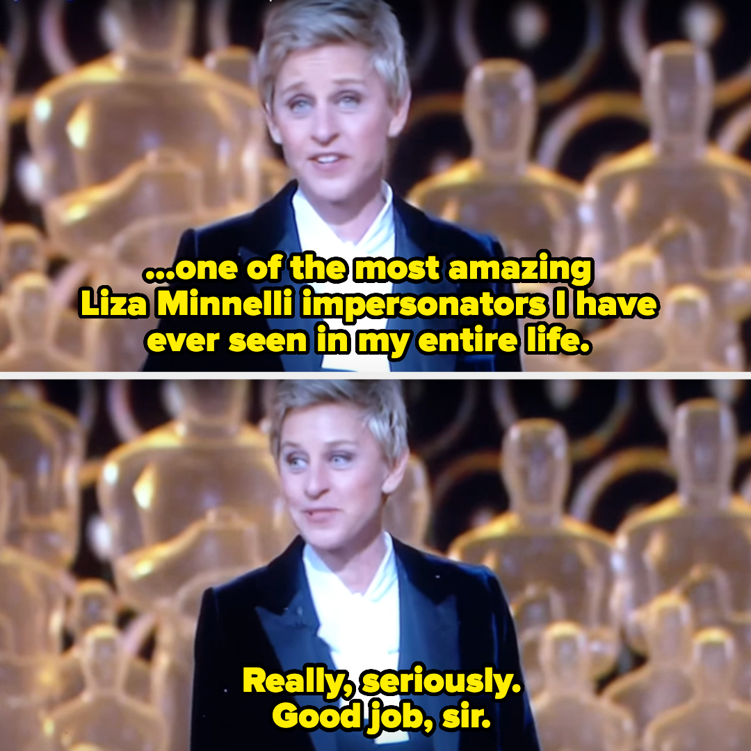 Ellen DeGeneres calls Liza &quot;one of the best impersonators&quot; and says &quot;good job sir&quot;