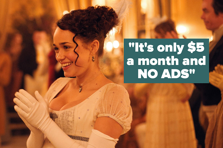 Rose Williams as Charlotte in PBS's Sanditon, with text overlay: It's only $5 a month and NO ADS