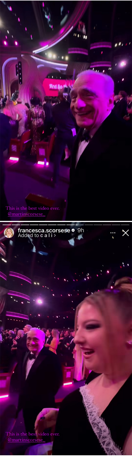 Screenshots from Francesca Scorsese's Instagram stories