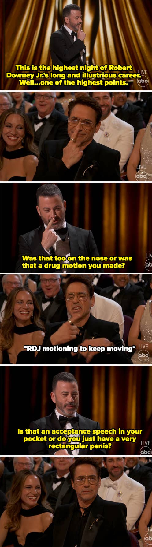 Screenshots from the Oscars