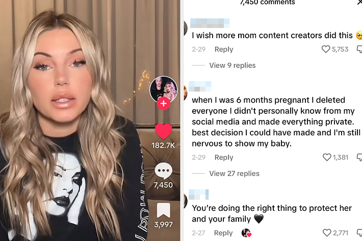 Woman records a video about her decision to keep her pregnancy off social media for privacy