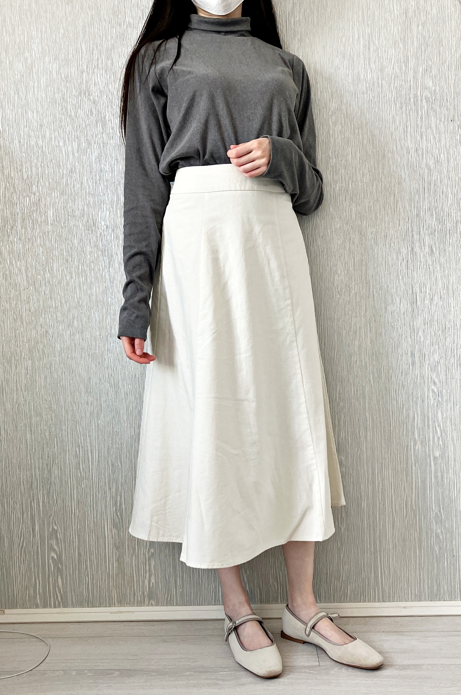 GU（ジーユー）のおすすめスカート「リネンブレンドフレアミディスカート+EC（丈短め78.0-82.0cm）」