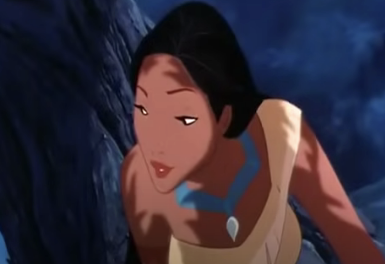 Mulan in animated film, looking thoughtful with concerned expression