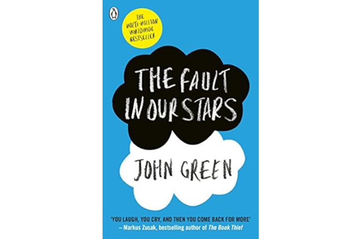 Book cover of &quot;The Fault in Our Stars&quot; by John Green with praise below
