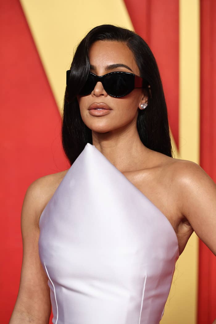 Closeup of Kim Kardashian wearing sunglasses