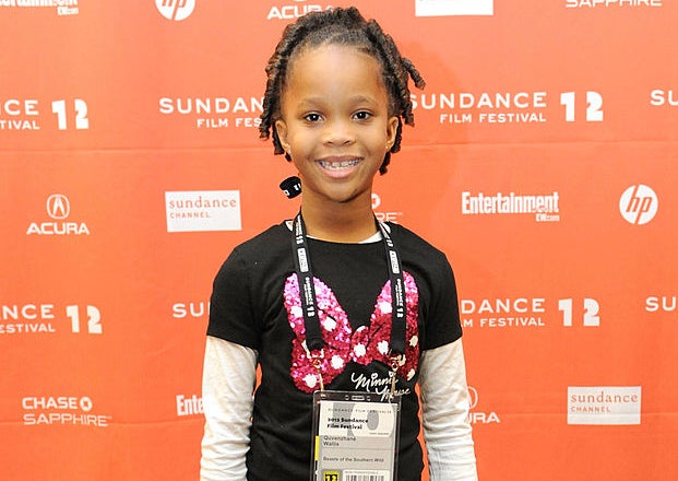 Closeup of Quvenzhané Wallis on the red red carpet