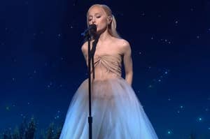 Ariana Grande performing Imperfect for You on stage at SNL
