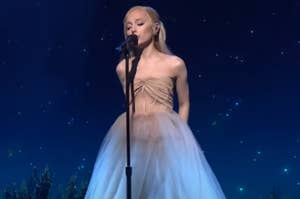 Ariana Grande performing Imperfect for You on stage at SNL
