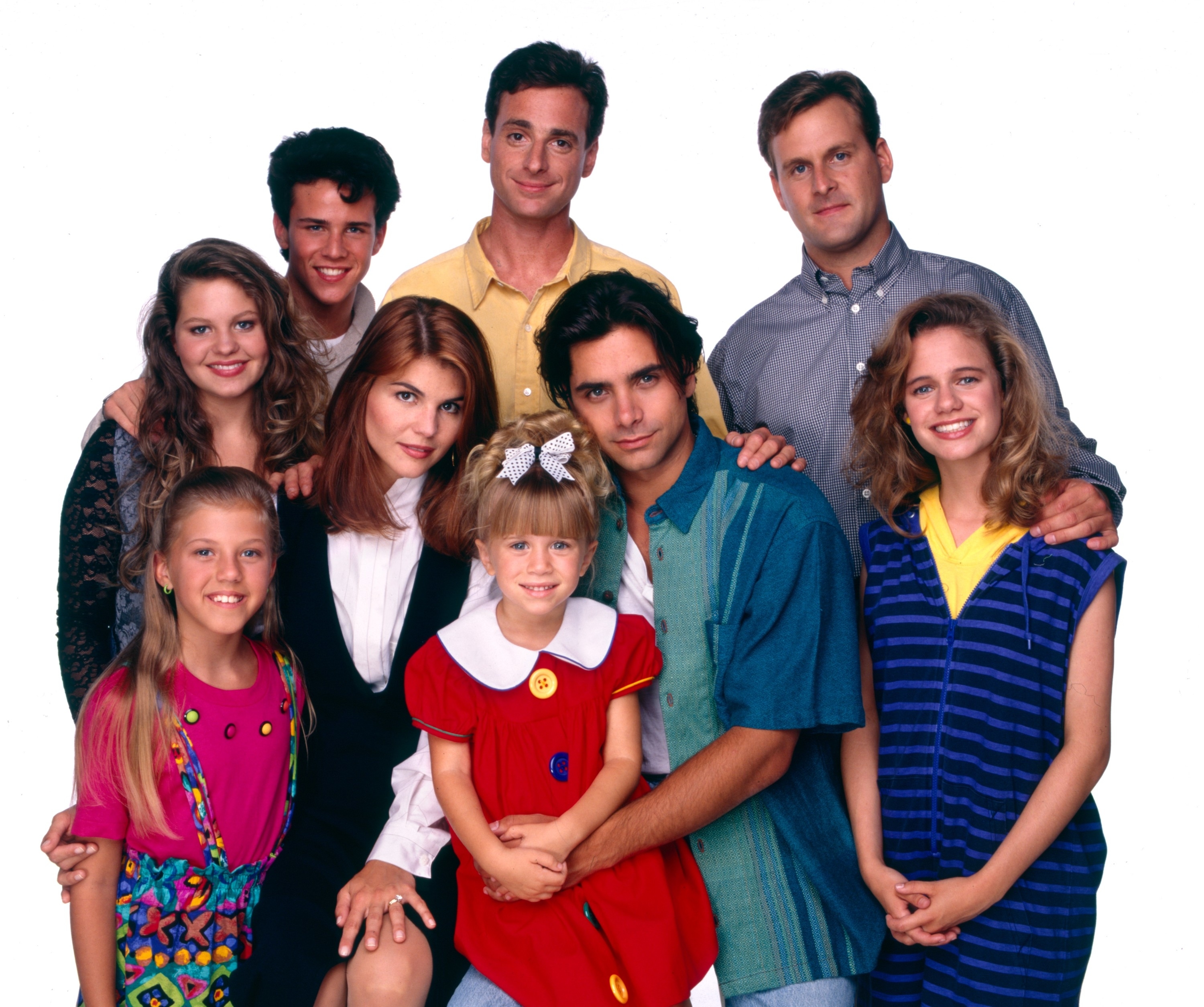 Group photo of &quot;Full House&quot; TV show cast posing together