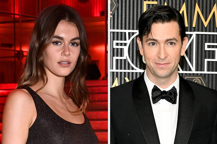 Woman in a glittery top and man in a black tuxedo, both posing separately at an event