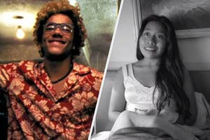 Side-by-side of John Boyega in a futuristic suit and Daisy Edgar-Jones with bob haircut