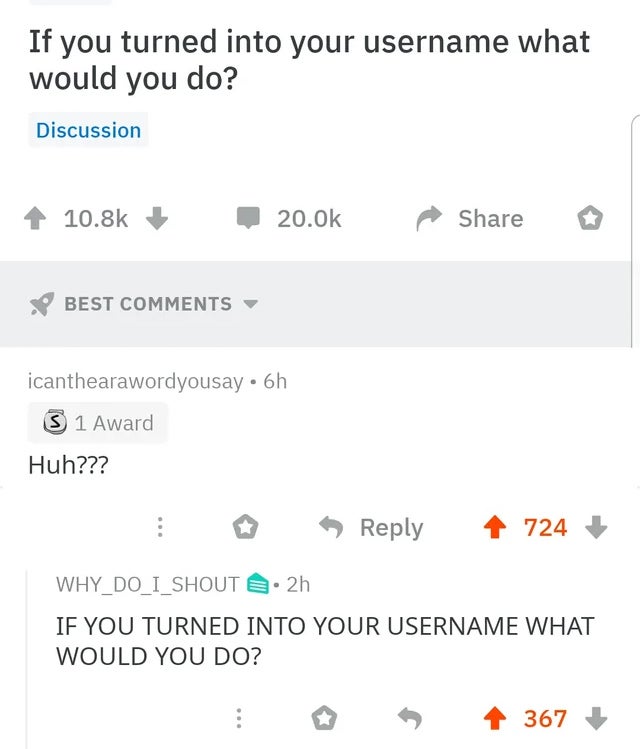 usernames are i can't hear a word you say and why do i shout