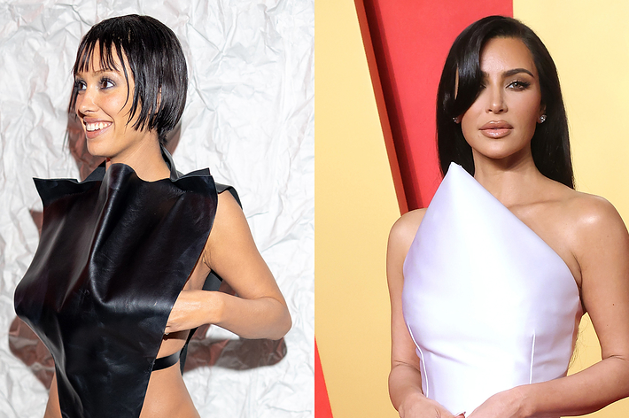 Bianca Censori attends the Marni fashion show during Milan Fashion Week, Kim Kardashian attends the 2024 Vanity Fair Oscar Party.