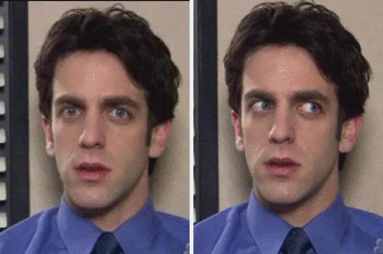Split screen of a man with a surprised expression on the left and a skeptical expression on the right