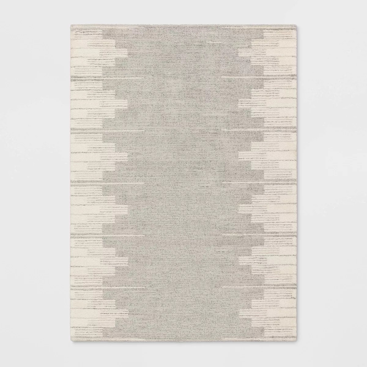 Gray area rug with abstract white pattern