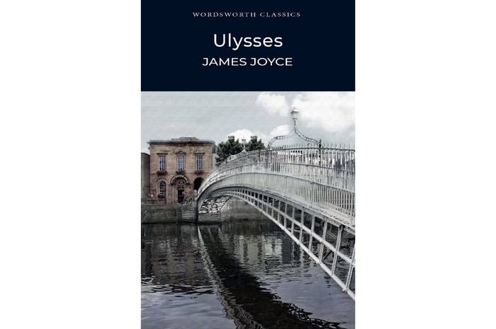 Cover of &quot;Ulysses&quot; by James Joyce with river scene and bridge
