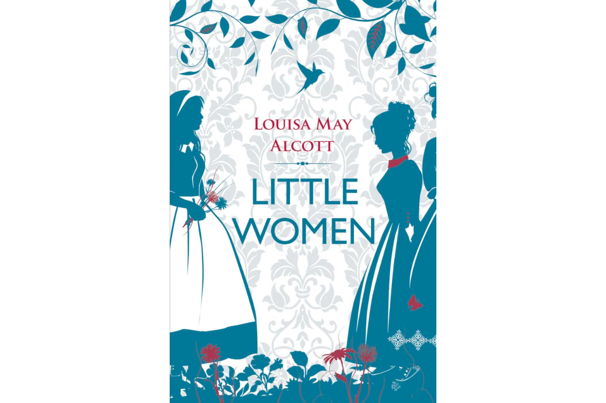 Cover of &quot;Little Women&quot; by Louisa May Alcott featuring silhouette illustrations of the characters