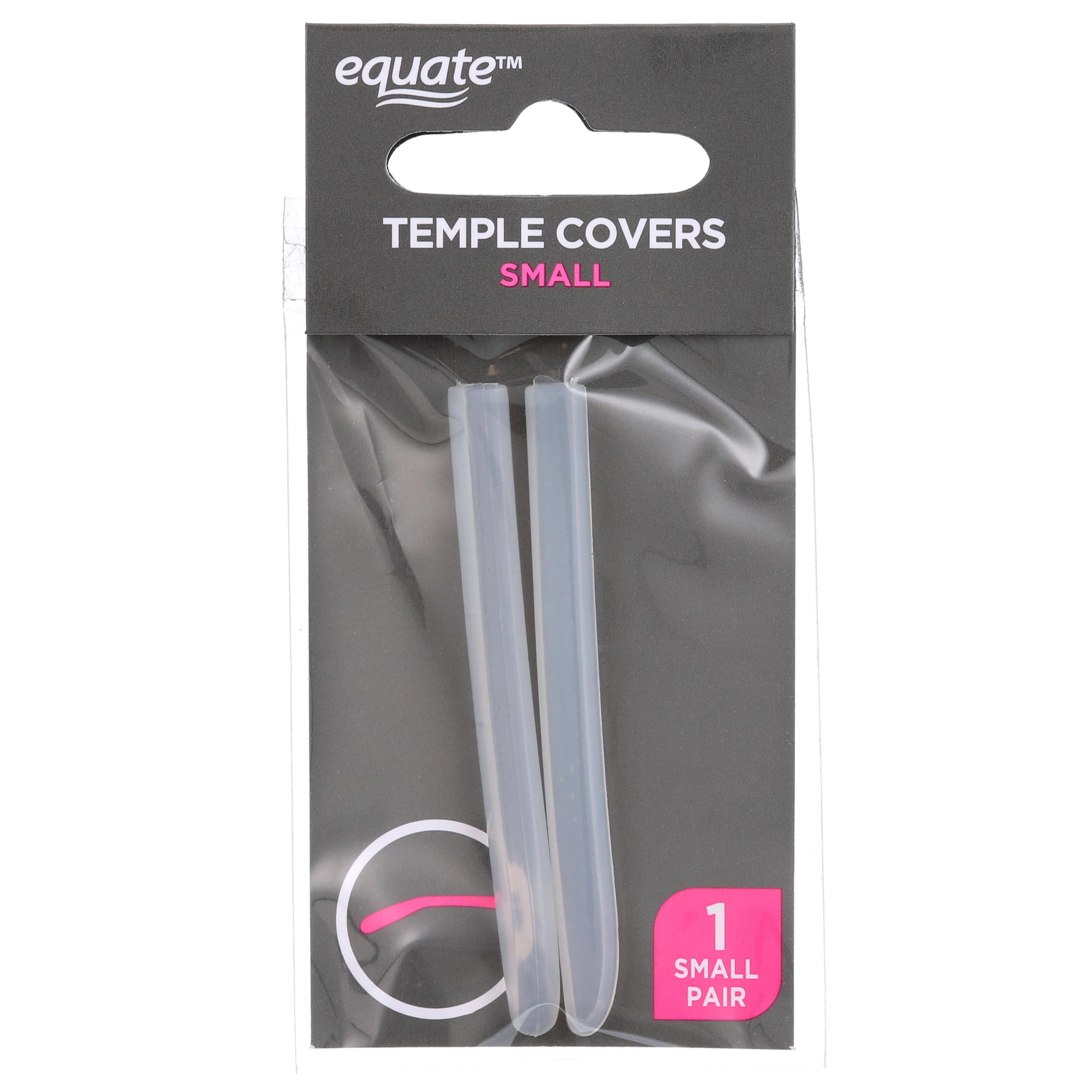 A package of Equate brand small temple covers for eyeglasses