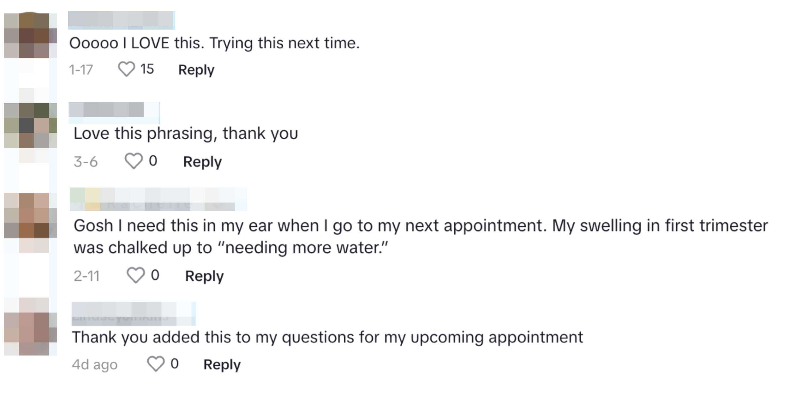Comments expressing appreciation and adding personal notes related to the original post&#x27;s topic, including &quot;I need this in my ear when I go to my next appointment&quot;