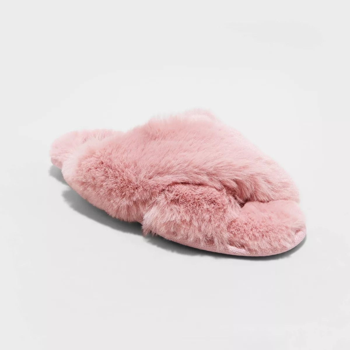 Fluffy, pink faux-fur slipper