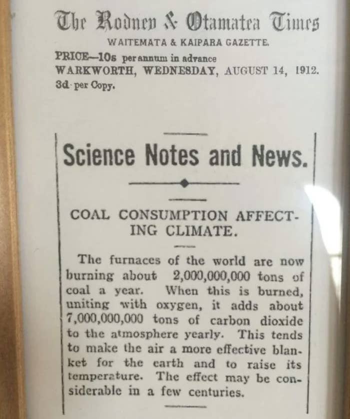Article excerpt discussing coal consumption's impact on climate with a focus on carbon dioxide and atmospheric temperature