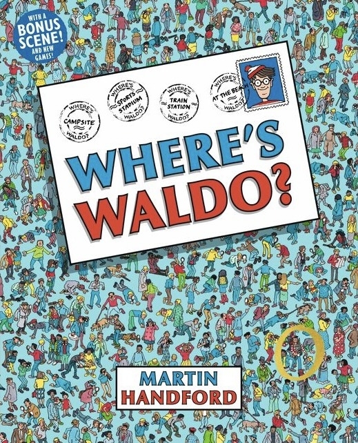 Cover of &quot;Where&#x27;s Waldo?&quot; book with illustrated crowd scene and title text