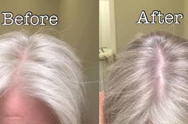 Before and after images showing the effect of the gray conditioner
