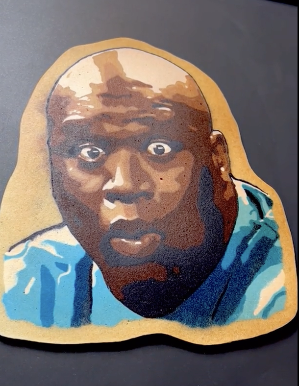 Pancake art of a surprised Shaquile O&#x27;neil&#x27;s face