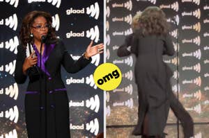 Oprah Winfrey gives speech at the GLAAD Awards vs Oprah trying to stop a presenter from falling