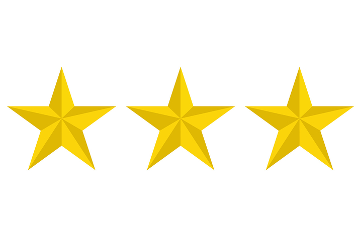 3つの金色の星が横一列に配置