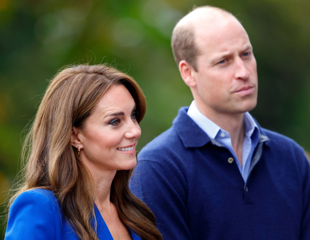 A closeup of Kate and William